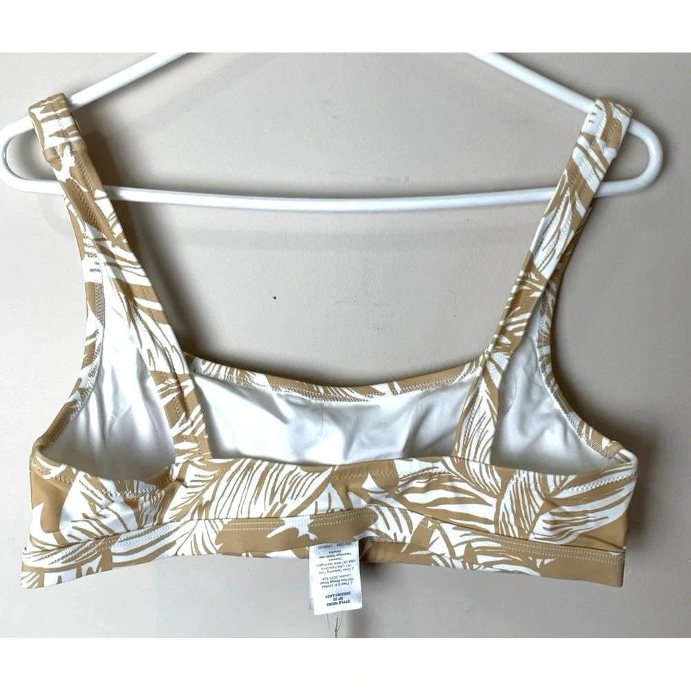NEW Madewell Balconette Swim Bikini Top Size M‎ Tan White Tropical Print w/Pads